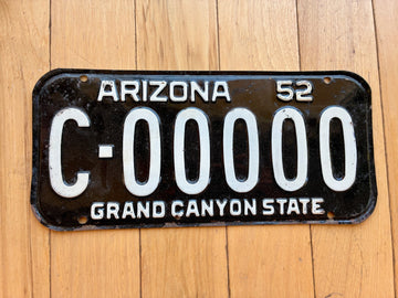 1952 Arizona Sample License Plate (Not MVD/YOM Eligible)