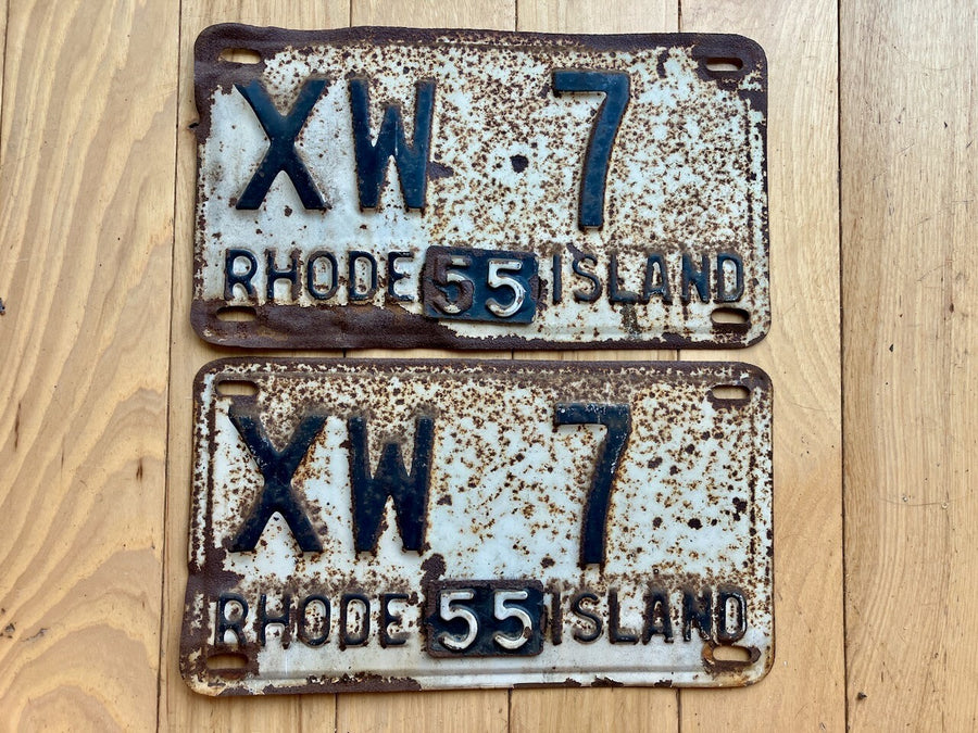 Pair Of 1954/ 1955 Rhode Island License Plates