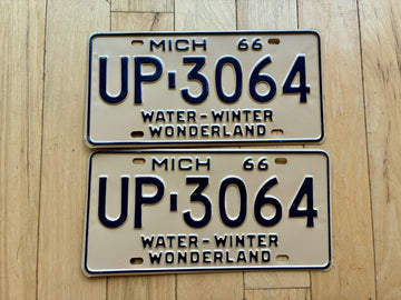1966 Pair of Michigan License Plates