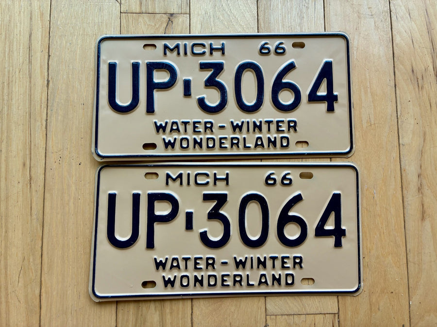 1966 Pair of Michigan License Plates
