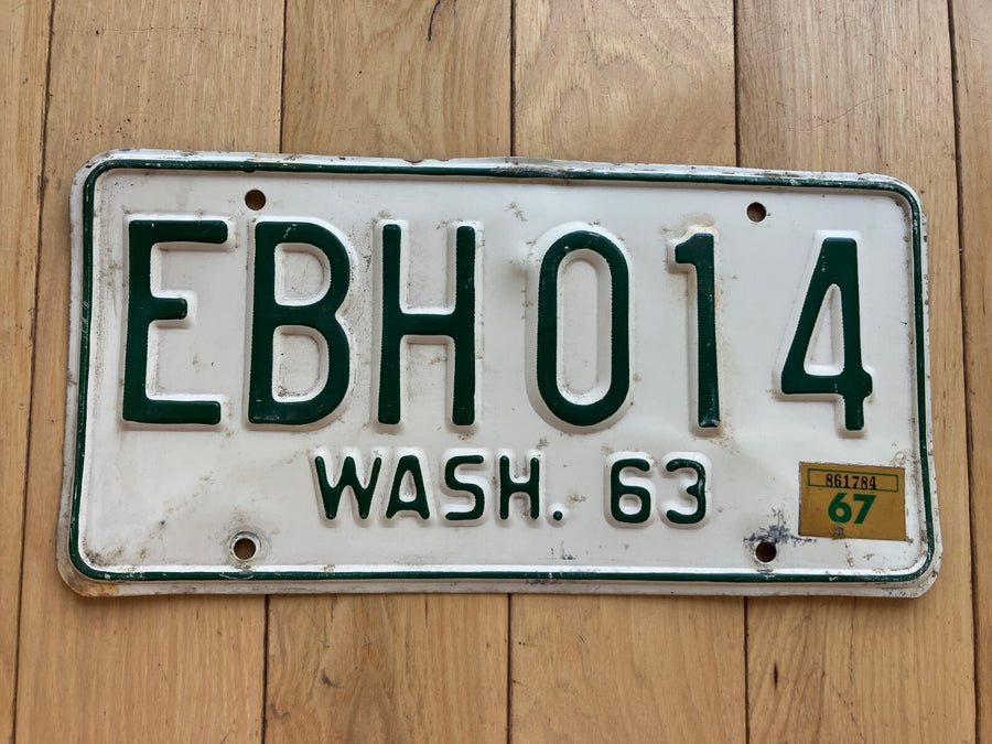 1963 Washington State License Plate W/ 1967 Tab