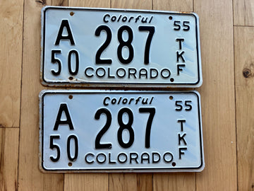 Pair of 1955 Colorado Farm Truck License Plates