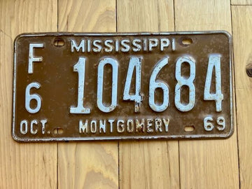 1969 Mississippi Montgomery County License Plate