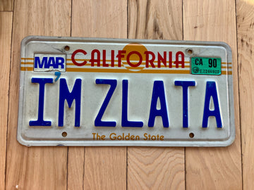 1990 California Vanity License Plate - I