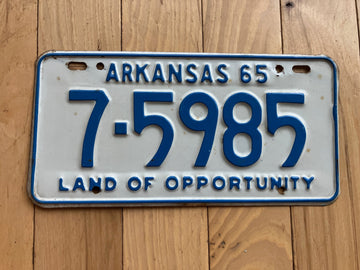 1965 Arkansas License Plate