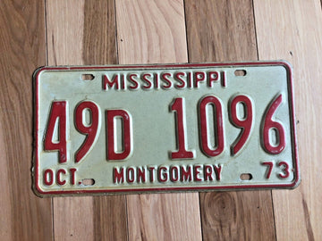 1973 Mississippi Montgomery County License Plate
