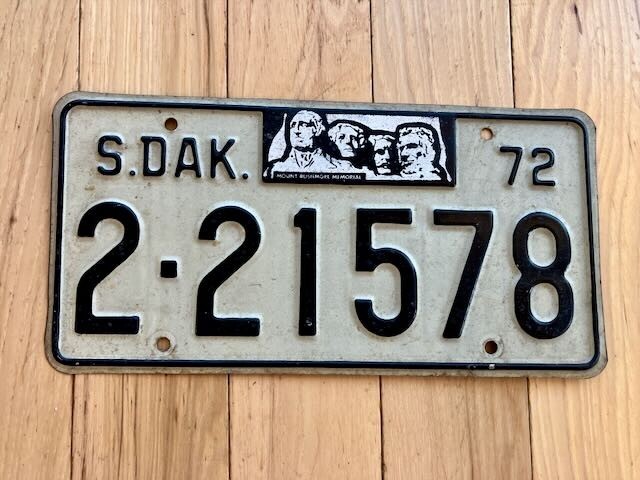 1972 South Dakota License Plate