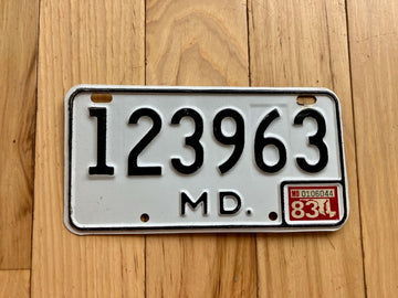 1983 Maryland Motorcycle License Plate