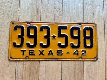 1942 Texas License Plate