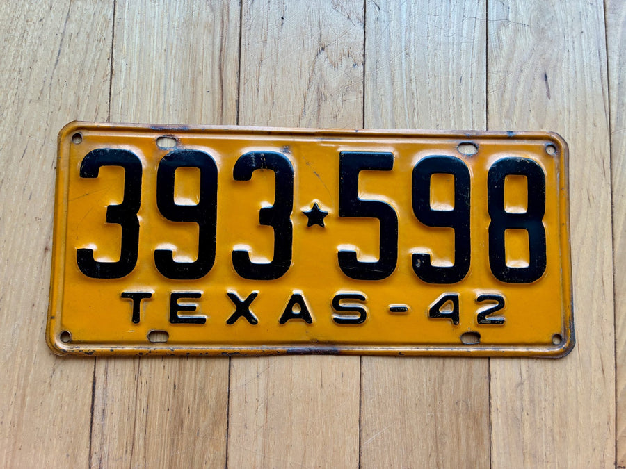 1942 Texas License Plate