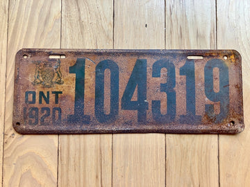 1920 Ontario License Plate