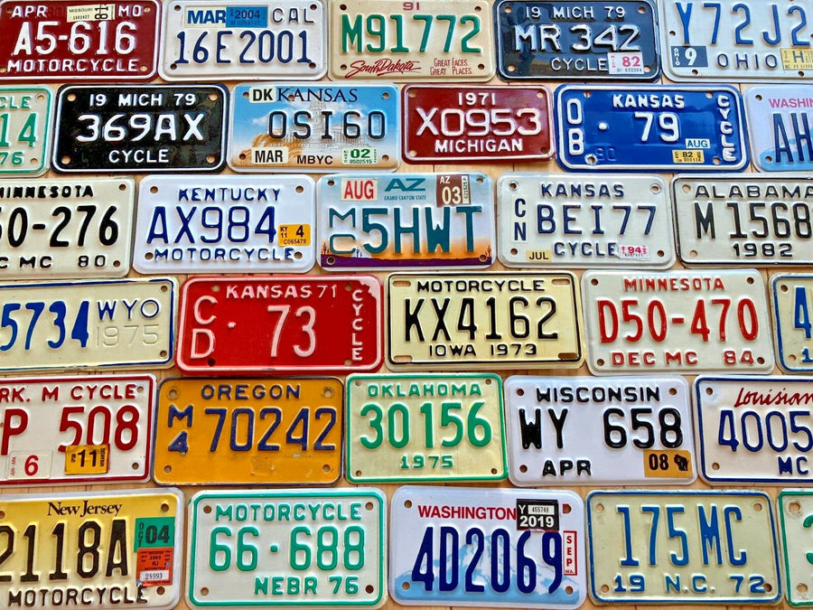 Authentic Motorcycle License Plates - Pick A State - Good Condition