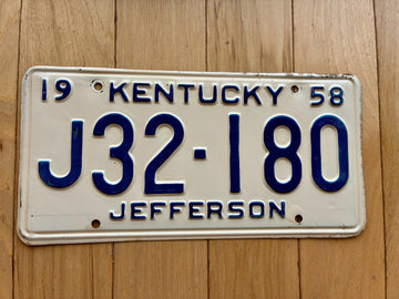 1958 Kentucky Jefferson County License Plate