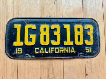 1951 California License Plate