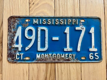 1965 Mississippi Montgomery County License Plate