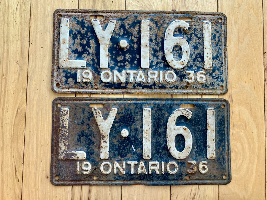 Pair of 1936 Ontario License Plates