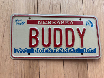 1976 Nebraska Vanity License Plate - BUDDY