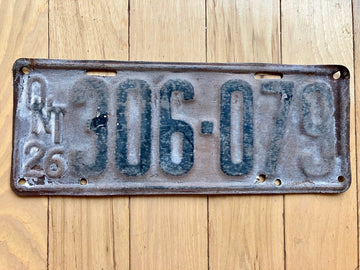 1926 Ontario License Plate