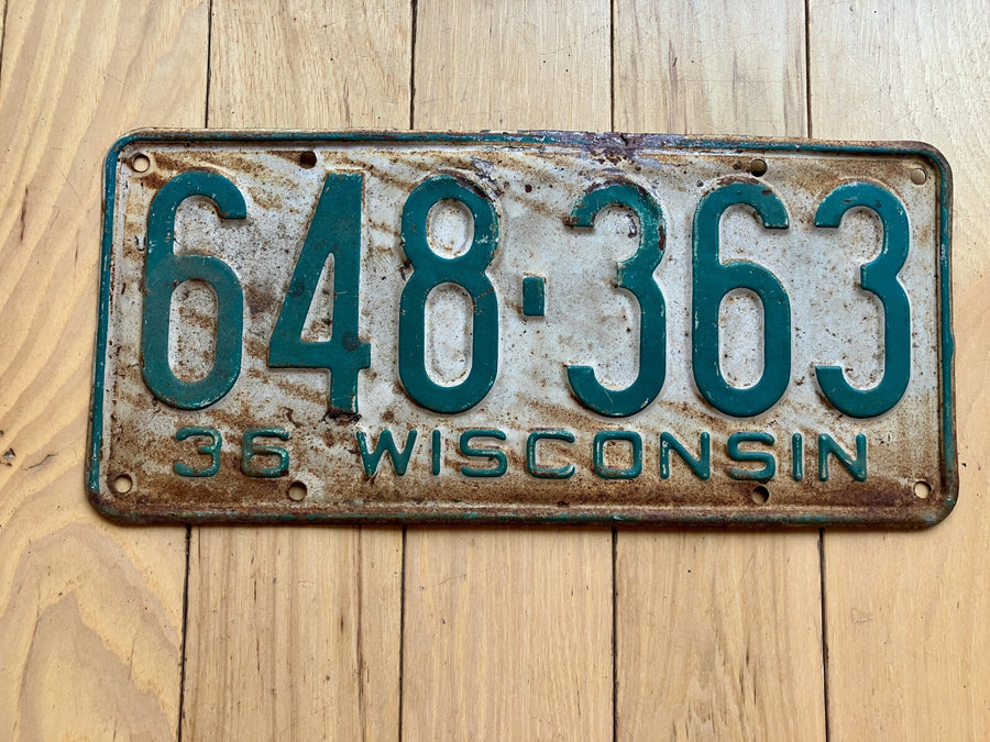 1936 Wisconsin License Plate