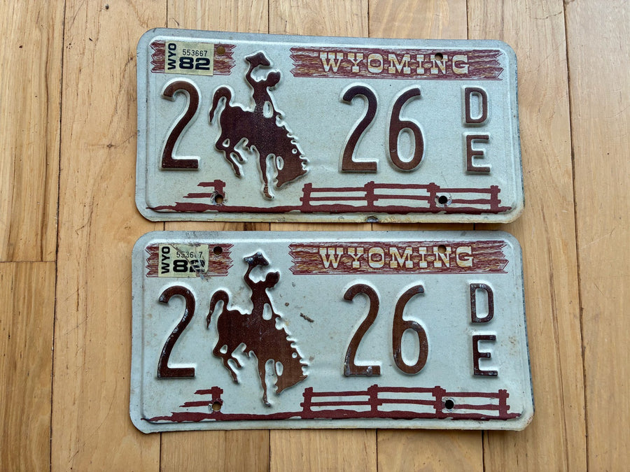 1982 Pair of Wyoming License Plates
