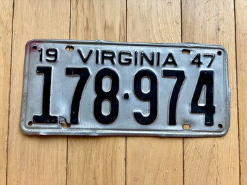 1947 Virginia License Plate