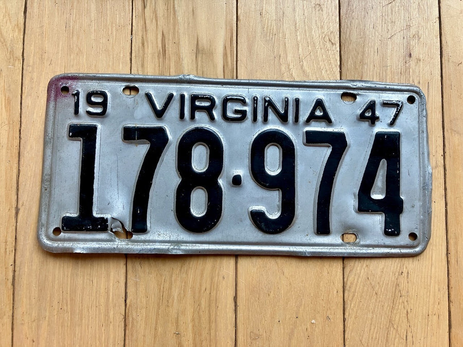 1947 Virginia License Plate