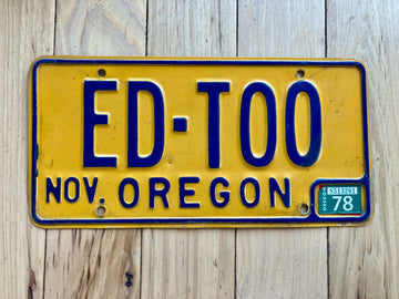 1978 Oregon Vanity License Plate - ED-TOO