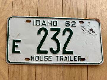 1962 Idaho House Trailer License Plate
