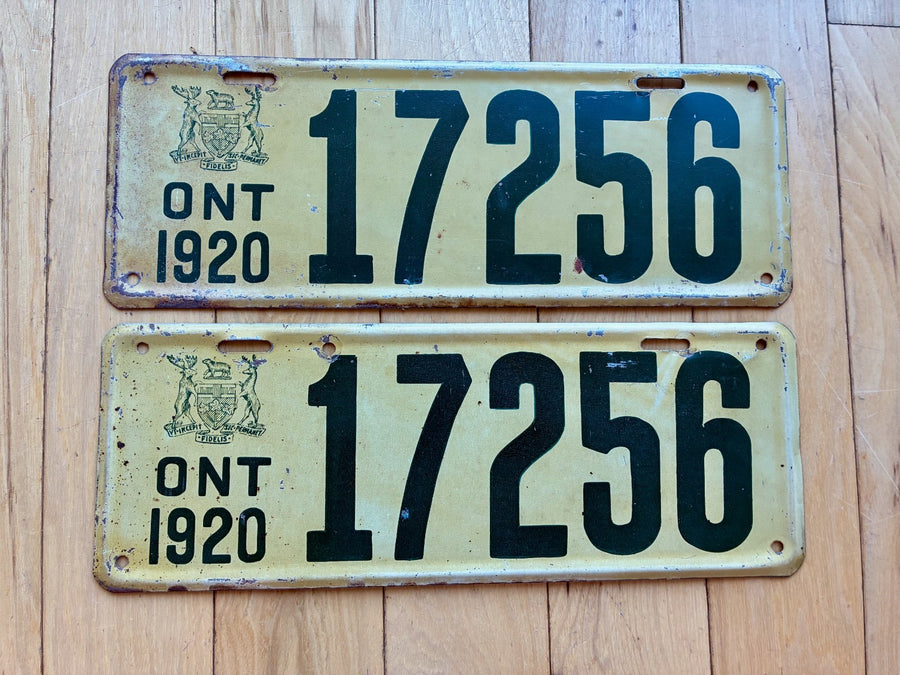 1920 Pair of Ontario License Plates