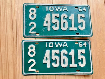 Pair of 1964 Iowa License Plates