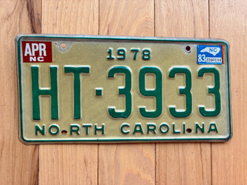 1978 1983 North Carolina License Plate
