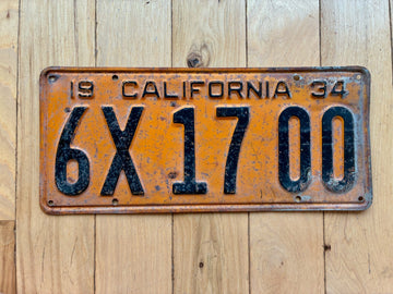 1934 California License Plate