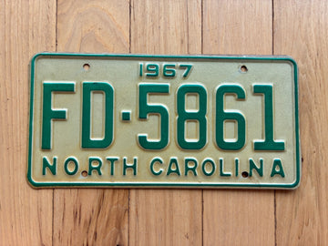 1967 North Carolina License Plate
