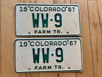 Pair of 1967 Colorado Farm Trailer License Plates