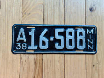 1938 Repainted Minnesota License Plate