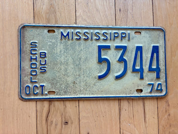 1974 Mississippi School Bus License Plate