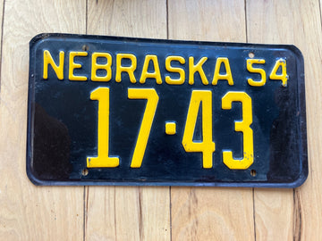 1954 Nebraska License Plate