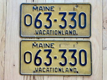 Pair of 1956 to 1961 Maine Station Wagon License Plates