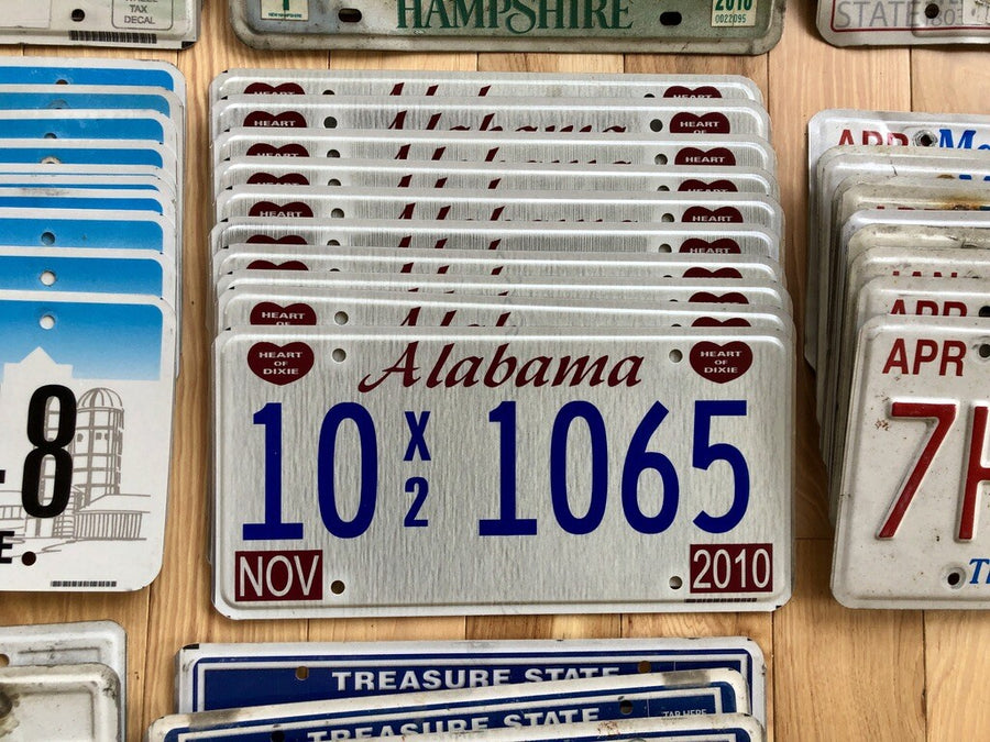 100 License Plates- 10 of Each State in Craft Condition