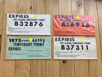 4 Alaska Temporary License Plates 1975 through 1977