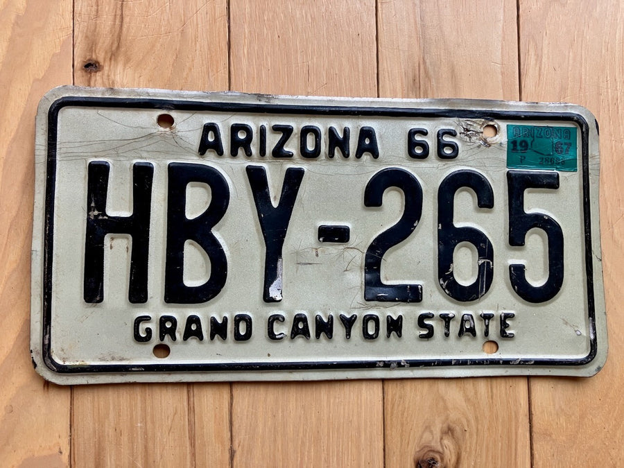 1966 Arizona License Plate - MVD Clear W/ 1967 Tab