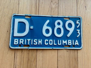 1953 British Columbia Dealer License Plate