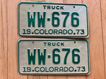 Pair of 1973 Colorado Truck License Plates