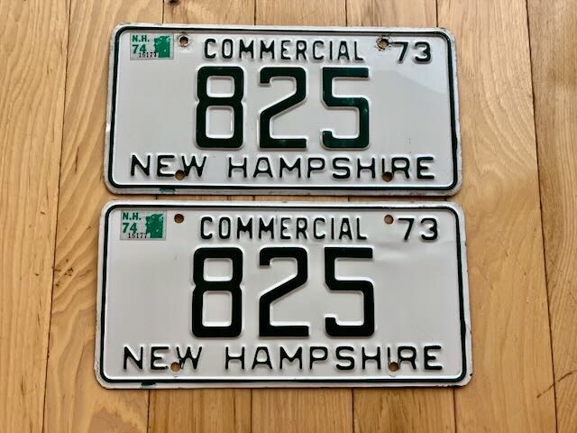 1973 New Hampshire Three Digit License Plate Pair