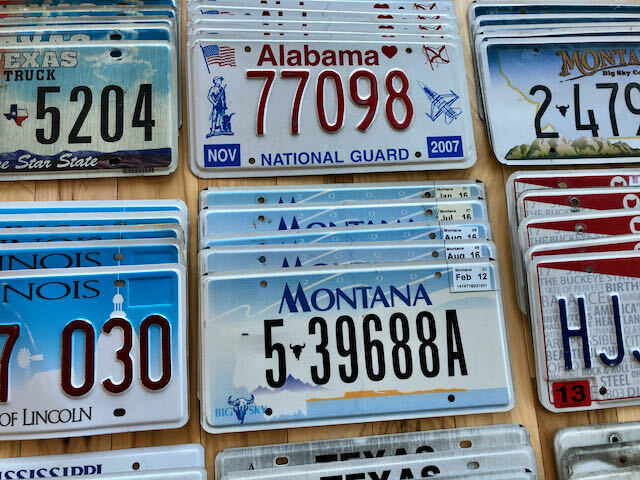 Lot of 100 License Plates- 20 Versions, 5 of Each in Craft Condition