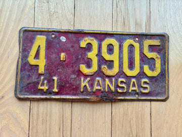 1941 Kansas License Plate