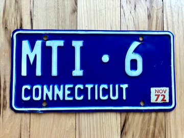 1972 Connecticut License Plate