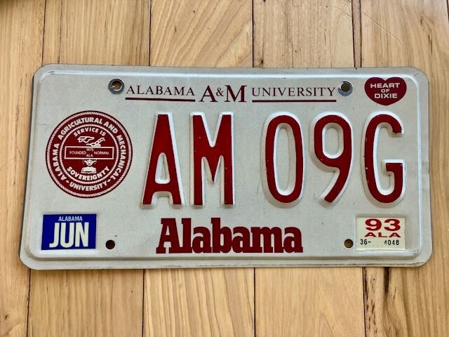 1993 Alabama University License Plate