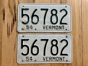 Pair of 1954 Vermont License Plates