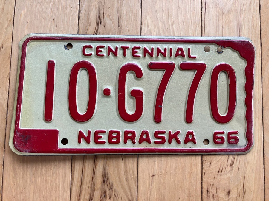 1966 Nebraska Centennial License Plate